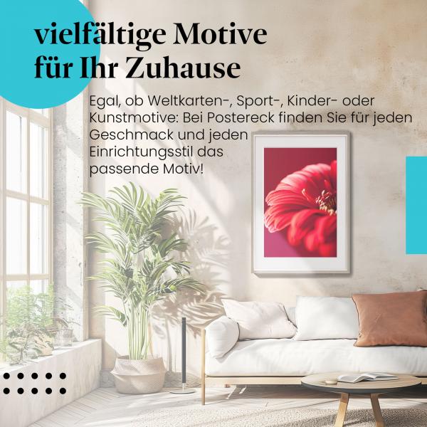 Stylisches Leinwandbild: Leuchtend rote Gerbera.